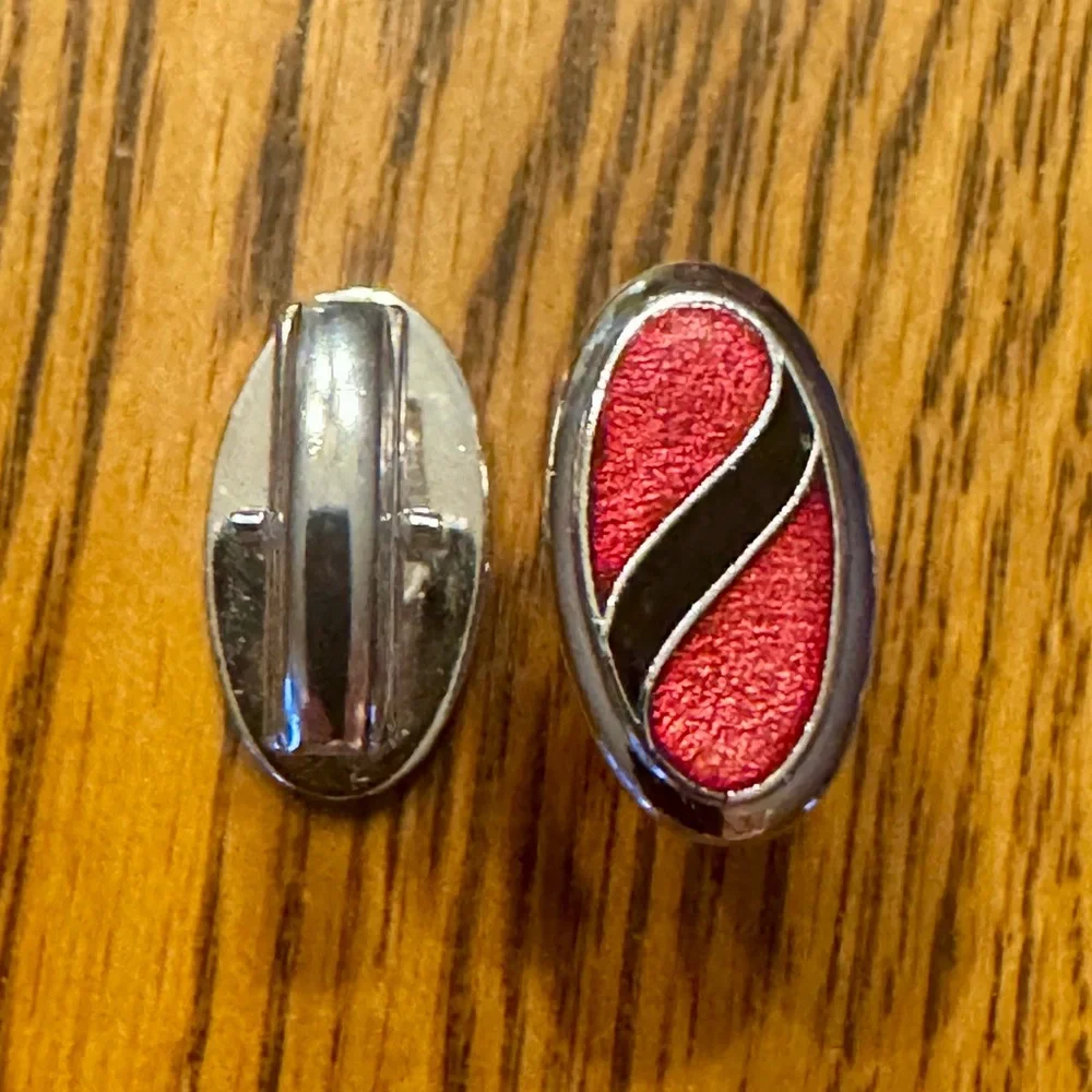 MCM Sarah Coventry Red Black Enamel Cufflinks Vintage
